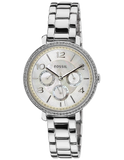 Buy Shop Fossil Jacqueline Multi-Function Mother of Pearl Dial Silver Steel Strap Watch for Women - ES3755 USA Online