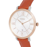 Buy Shop Fossil Jacqueline White Dial Brown Leather Strap Watch for Women - ES3842 USA Online