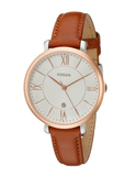 Buy Shop Fossil Jacqueline White Dial Brown Leather Strap Watch for Women - ES3842 USA Online
