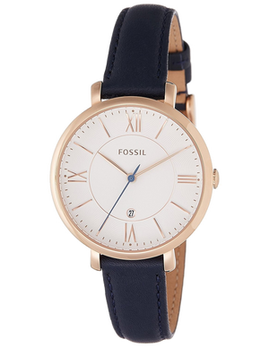 Buy Shop Fossil Jacqueline White Dial Blue Leather Strap Watch for Women - ES3843 USA Online