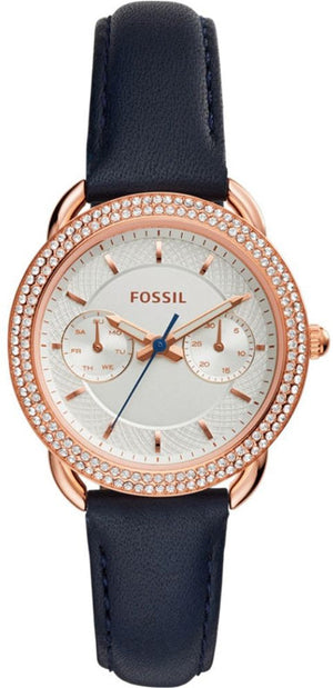 Buy Shop Fossil Tailor White Dial Blue Leather Strap Watch for Women - ES4394 USA Online