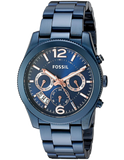 Buy Shop Fossil Perfect Boyfriend Multifunction Blue Dial Blue Steel Strap Watch for Women - ES4093 USA Online