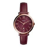 Buy Shop Fossil Jacqueline Burgundy Dial Burgundy Leather Strap Watch for Women - ES4099 USA Online