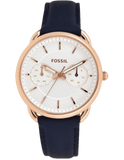 Buy Shop Fossil Tailor White Dial Blue Leather Strap Watch for Women - ES4260 USA Online