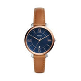 Buy Shop Fossil Jacqueline Three Hand Date Luggage Blue Dial Brown Leather Strap Watch for Women - ES4274 USA Online