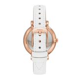 Buy Shop Fossil Jacqueline Quartz Mother of Pearl White Dial White Leather Strap Watch for Women - ES4579 USA Online
