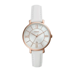 Buy Shop Fossil Jacqueline Quartz Mother of Pearl White Dial White Leather Strap Watch for Women - ES4579 USA Online