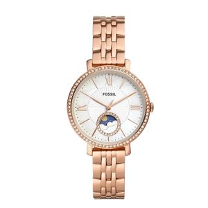 Buy Shop Fossil Jacqueline Analog Moonphase Mother of Pearl White Dial Rose Gold Steel Strap Watch for Women - ES5165 USA Online