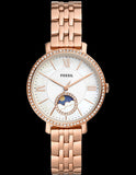 Buy Shop Fossil Jacqueline Analog Moonphase Mother of Pearl White Dial Rose Gold Steel Strap Watch for Women - ES5165 USA Online