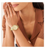 Buy Shop Fossil Neutra Chronograph Gold Dial Gold Steel Strap Watch for Women - ES5219 USA Online