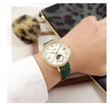 Buy Shop Fossil Jacqueline Multifunction Moonphase Mother of Pearl White Dial Green Leather Strap Watch for Women - ES5244 USA Online