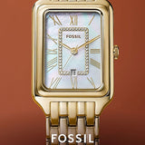 Fossil Raquel Three Hand Mother of Pearl Dial Gold Steel Strap Watch For Women - ES5304