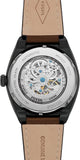 Buy Shop Fossil Everett Automatic Analog Black Dial Brown Leather Strap Watch for Men - ME3207 USA Online
