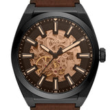 Buy Shop Fossil Everett Automatic Analog Black Dial Brown Leather Strap Watch for Men - ME3207 USA Online