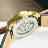 Buy Shop Fossil Everett Automatic Skeleton Black Dial Black Leather Strap Watch for Men - ME3208 USA Online
