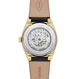 Buy Shop Fossil Everett Automatic Skeleton Black Dial Black Leather Strap Watch for Men - ME3208 USA Online