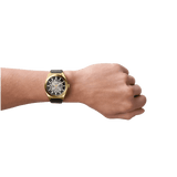 Fossil Everett Automatic Skeleton Black Dial Black Leather Strap Watch for Men - ME3208