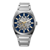 Buy Shop Fossil Everett Automatic Skeleton Blue Dial Silver Steel Strap Watch for Men - ME3220 USA Online