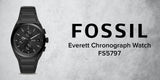 Buy Shop Fossil Everett Chronograph Black Dial Black Steel Strap Watch for Men - FS5797 USA Online