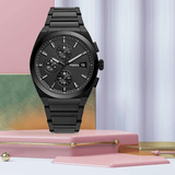 Buy Shop Fossil Everett Chronograph Black Dial Black Steel Strap Watch for Men - FS5797 USA Online