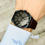 Buy Shop Fossil Everett Chronograph Black Dial Brown Leather Strap Watch for Men - FS5798 USA Online