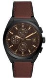 Buy Shop Fossil Everett Chronograph Black Dial Brown Leather Strap Watch for Men - FS5798 USA Online