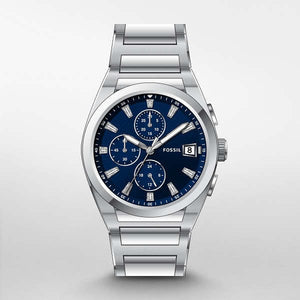 Buy Shop Fossil Everett Chronograph Blue Dial Silver Steel Strap Watch for Men - FS5795 USA Online