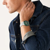 Buy Shop Fossil Everett Chronograph Green Dial Silver Steel Strap Watch for Men - FS5964 USA Online