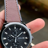 Buy Shop Fossil Everett Chronograph Grey Dial Brown Leather Strap Watch for Men - FS5799 USA Online