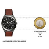 Buy Shop Fossil Everett Chronograph Grey Dial Brown Leather Strap Watch for Men - FS5799 USA Online