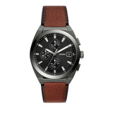 Buy Shop Fossil Everett Chronograph Grey Dial Brown Leather Strap Watch for Men - FS5799 USA Online