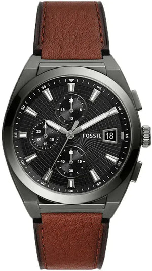 Buy Shop Fossil Everett Chronograph Grey Dial Brown Leather Strap Watch for Men - FS5799 USA Online
