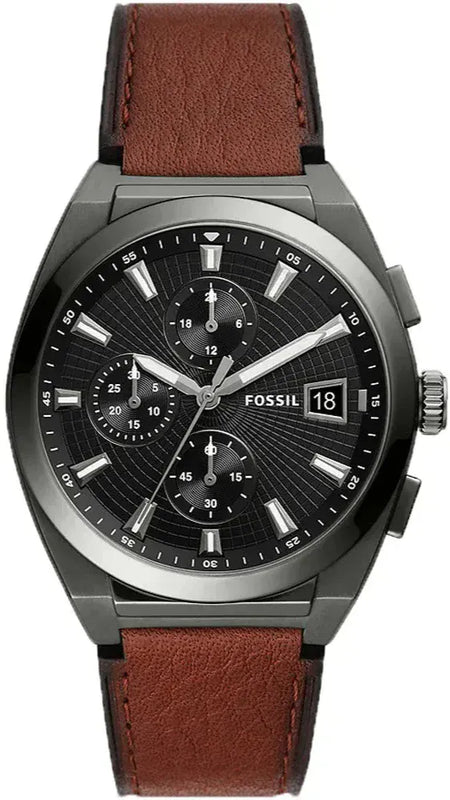 Buy Shop Fossil Everett Chronograph Grey Dial Brown Leather Strap Watch for Men - FS5799 USA Online
