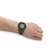 Buy Shop Fossil Everett Automatic Skeleton Grey Dial Grey Steel Strap Watch for Men - ME3206 USA Online
