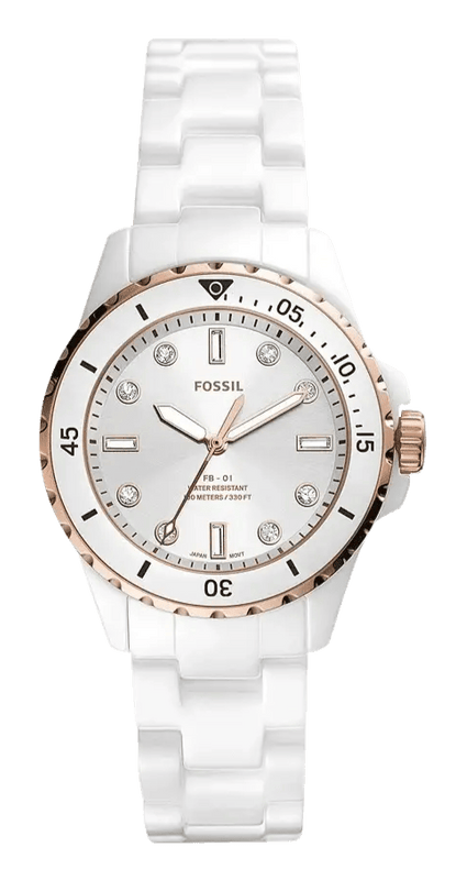 Buy Shop Fossil FB-01 Analog White Dial White Ceramic Strap Watch for Women - CE1107 USA Online