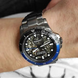 Buy Shop Fossil FB-01 Automatic Skeleton Black Dial Grey Steel Strap Watch for Men - ME3201 USA Online