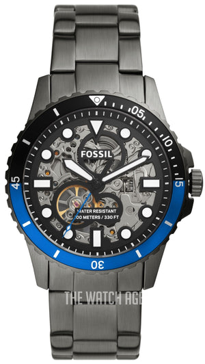 Buy Shop Fossil FB-01 Automatic Skeleton Black Dial Grey Steel Strap Watch for Men - ME3201 USA Online
