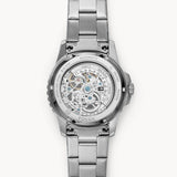 Buy Shop Fossil FB-01 Automatic Skeleton Black Dial Silver Steel Strap Watch for Men - ME3190 USA Online