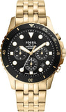 Buy Shop Fossil FB-01 Chronograph Black Dial Gold Steel Strap Watch for Men - FS5836 USA Online