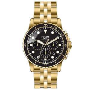 Buy Shop Fossil FB-01 Chronograph Black Dial Gold Steel Strap Watch for Men - FS5836 USA Online