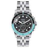 Buy Shop Fossil FB-01 Chronograph Black Dial Silver Steel Strap Watch for Men - FS5827 USA Online
