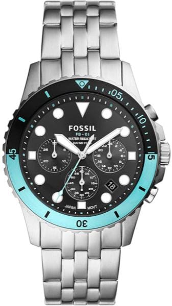 Buy Shop Fossil FB-01 Chronograph Black Dial Silver Steel Strap Watch for Men - FS5827 USA Online