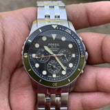 Buy Shop Fossil FB-01 Chronograph Black Dial Silver Steel Strap Watch for Men - FS5864 USA Online