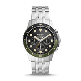 Buy Shop Fossil FB-01 Chronograph Black Dial Silver Steel Strap Watch for Men - FS5864 USA Online
