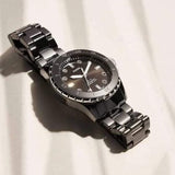 Buy Shop Fossil FB-01 Three-Hand Black Dial Black Ceramic Strap Watch for Women - CE1108 USA Online