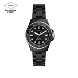 Buy Shop Fossil FB-01 Three-Hand Black Dial Black Ceramic Strap Watch for Women - CE1108 USA Online
