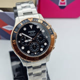 Buy Shop Fossil FB-03 Chronograph Black Dial Silver Steel Strap Watch for Men - FS5768 USA Online
