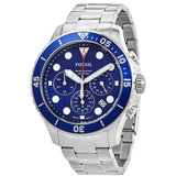 Buy Shop Fossil FB-03 Chronograph Blue Dial Silver Steel Strap Watch for Men - FS5724 USA Online