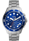 Buy Shop Fossil FB-03 Chronograph Blue Dial Silver Steel Strap Watch for Men - FS5724 USA Online