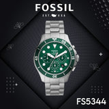 Buy Shop Fossil FB-03 Chronograph Green Dial Silver Steel Strap Watch for Men - FS5726 USA Online